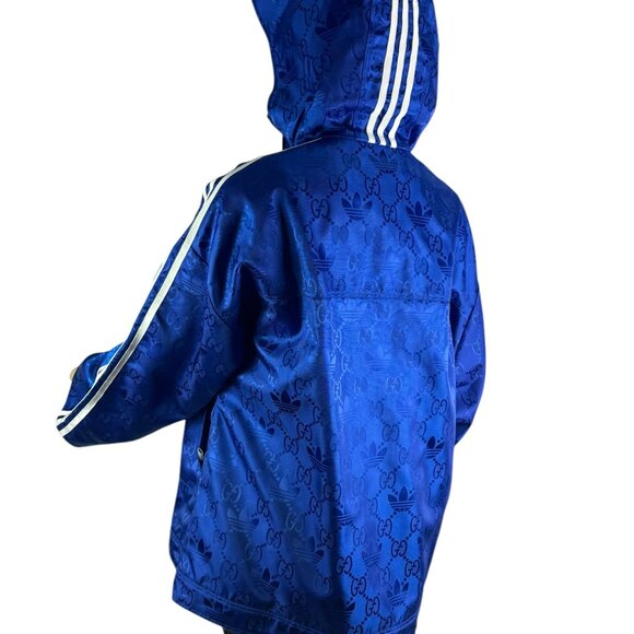 GUCCI X ADIDAS Blue Monograms Women's Bomber Sport Jacket Made in Italy "42" - Picture 15 of 15
